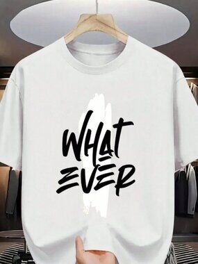Whatever Bold Script Graphic T-shirt - Modern Minimalist Aesthetic White Tee